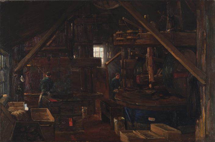 Interieur van oliemolen De Poelsnip, Herman Heijenbrock (1915) low-res Interieur van oliemolen De Poelsnip, Herman Heijenbrock (1915)