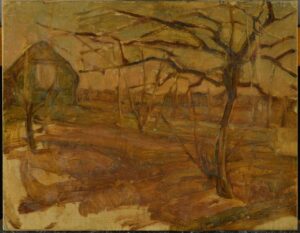 Afbeelding: Cornelis Koning, landschap, olieverf op paneel 1920