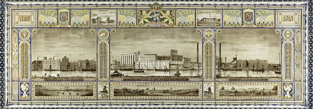 Tegeltableau ter gelegenheid van het 150-jarig bestaan van Wessanen&Laan. Collectie Zaans Museum, inv.nr. ZM-17299
